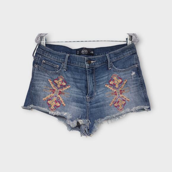 Hollister Pants - Womens Hollister Short-Short High Rise Raw Hem Blue Jean Shorts Size 11 W30